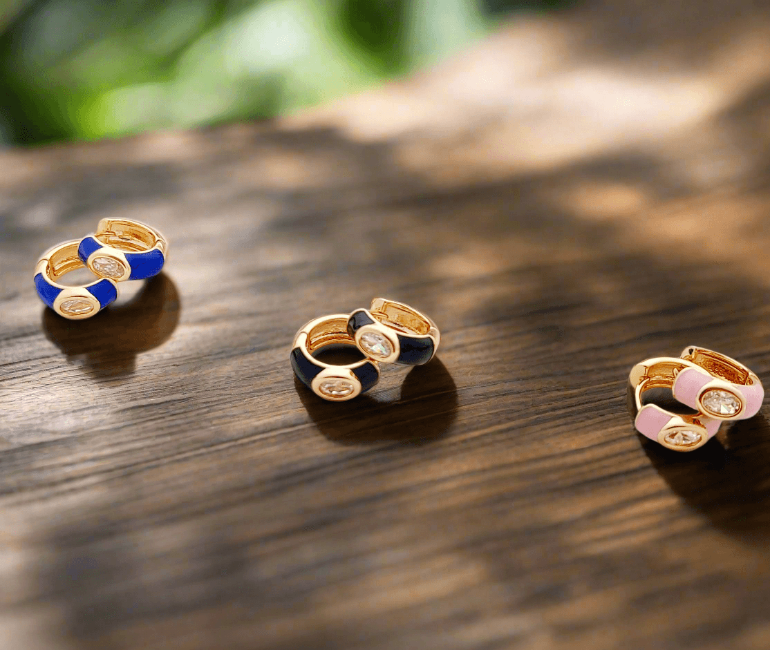 Enamel embellished hoop earrings - Mirae 