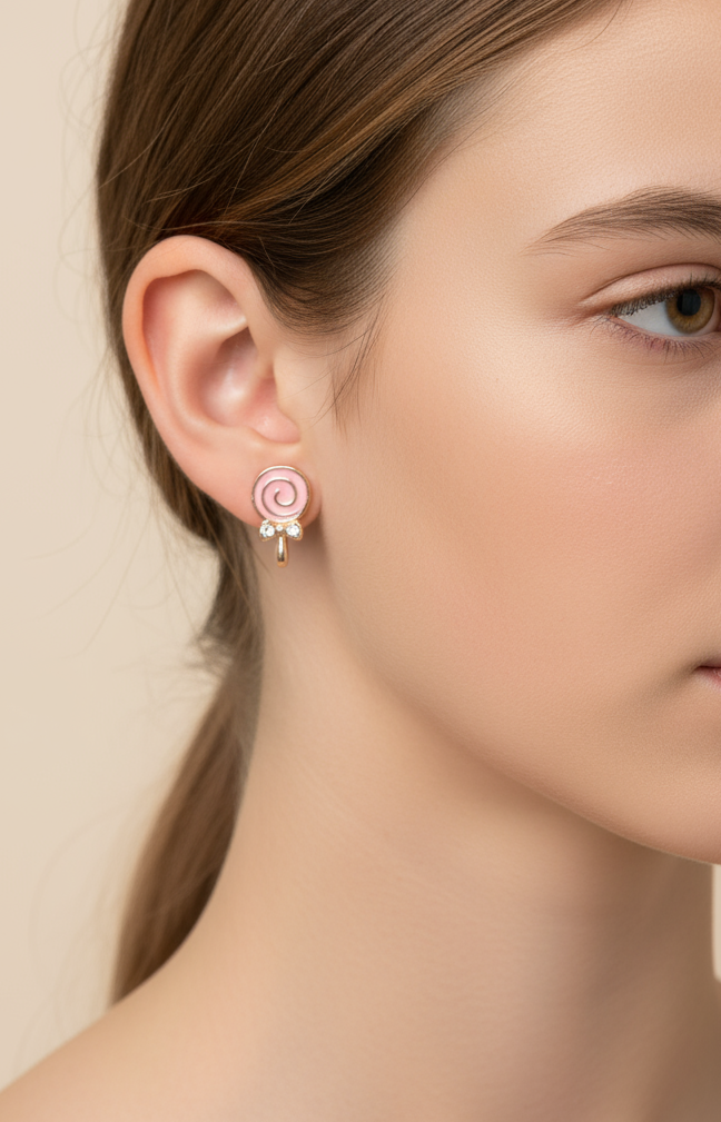 Pink lollipop mini stud earrings