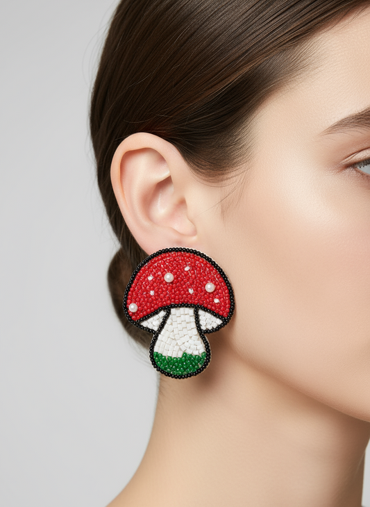 Mushroom Beaded Earrings