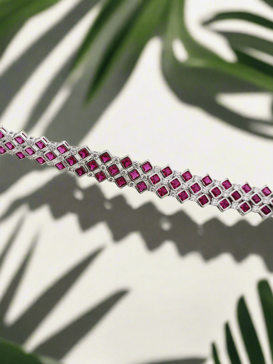 Diamond & Color stone link Bracelet - Mirae 