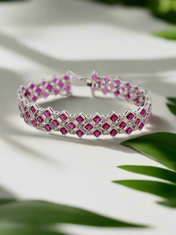 Diamond & Color stone link Bracelet