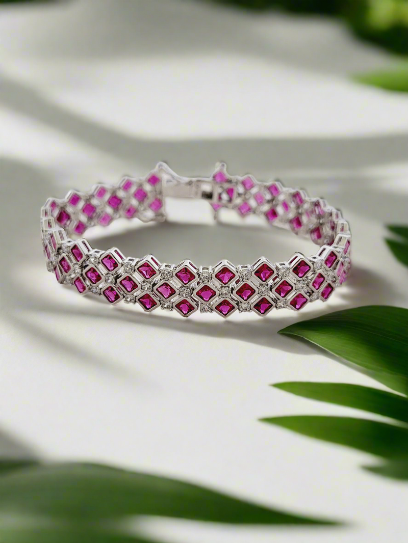 Diamond & Color stone link Bracelet