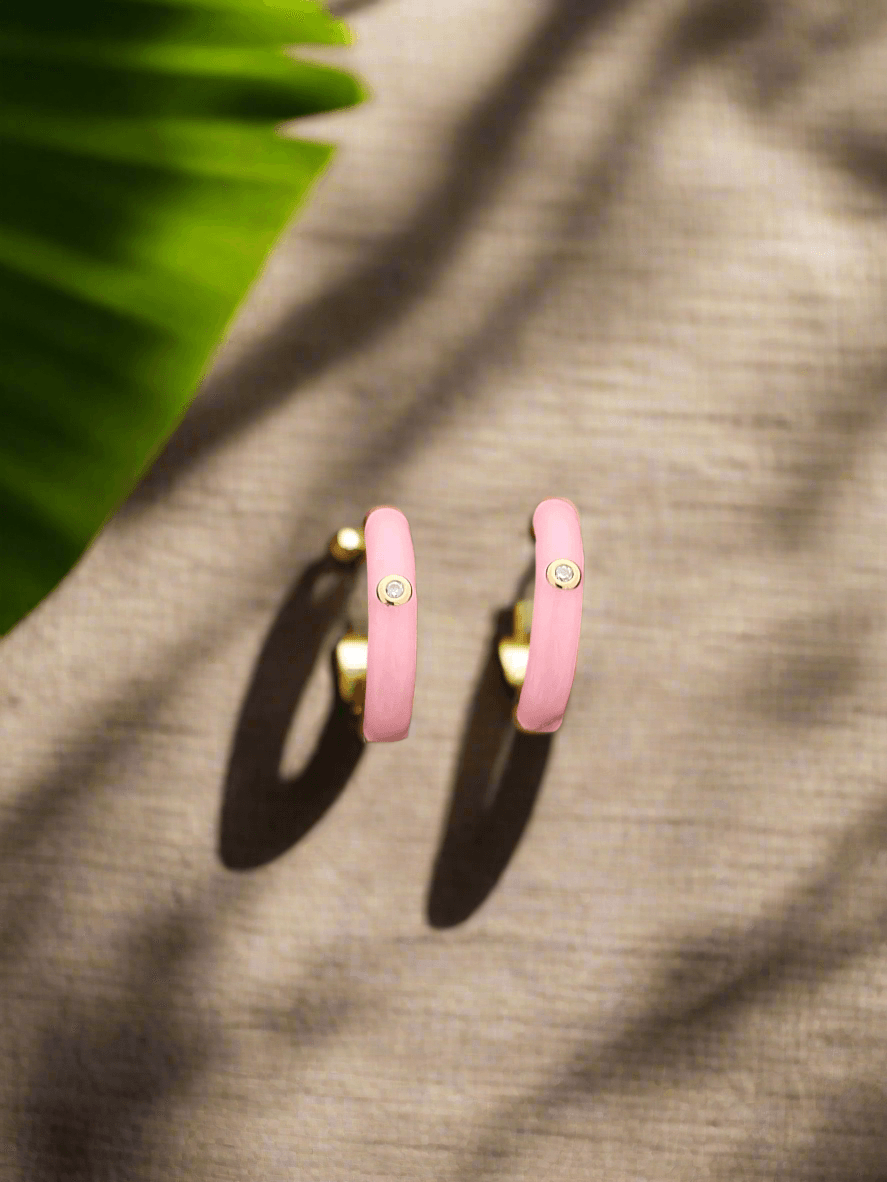 Enamel mini huggie hoop earrings - Mirae 