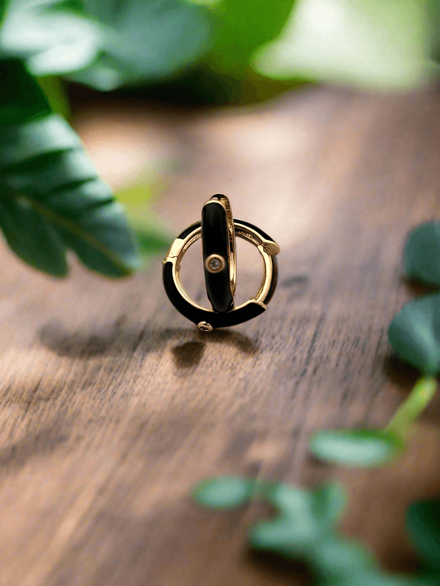 Enamel mini huggie hoop earrings - Mirae 