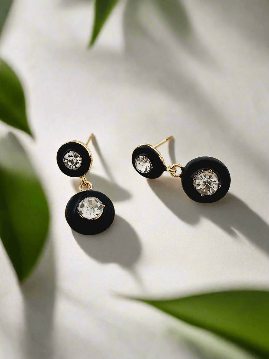 Enamel & Crystal Drop Earrings - Mirae 