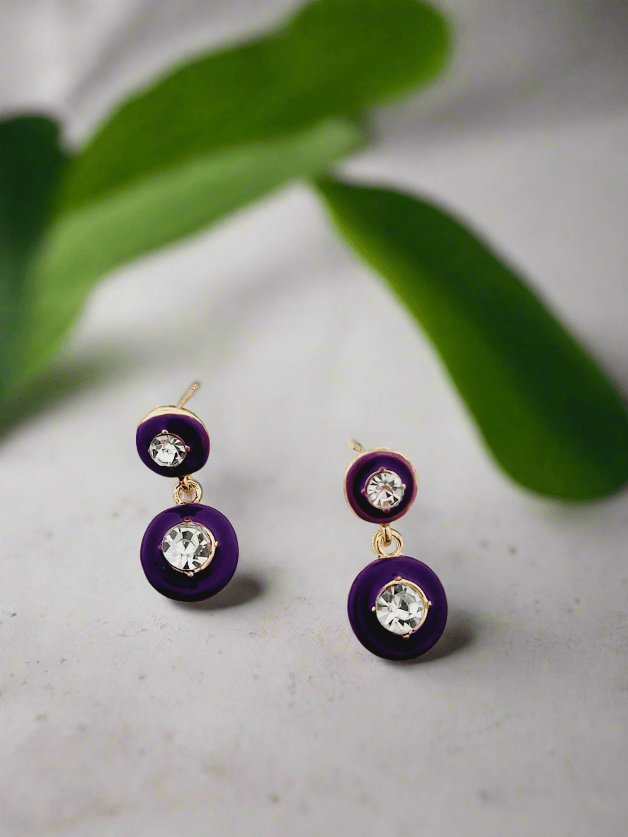 Enamel & Crystal Drop Earrings - Mirae 