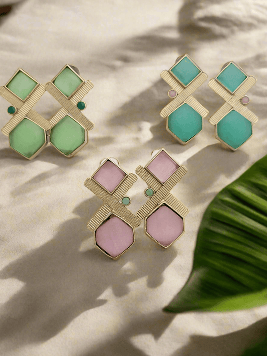 Geometric stone earrings - Mirae 