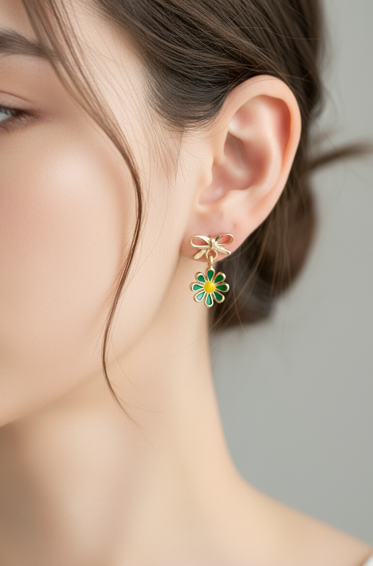 Daisy and Bow Mini Earrings