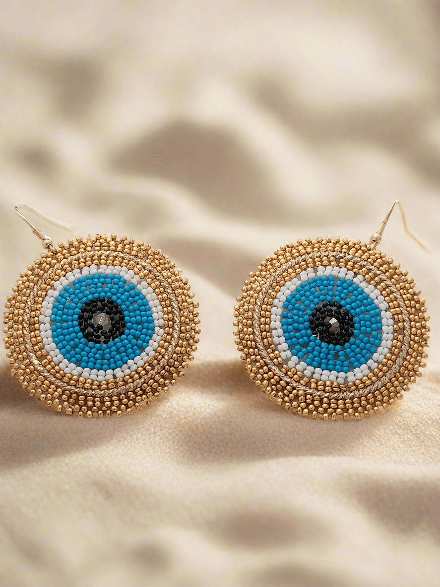 Evil Eye Beaded Circle Earrings - Mirae 
