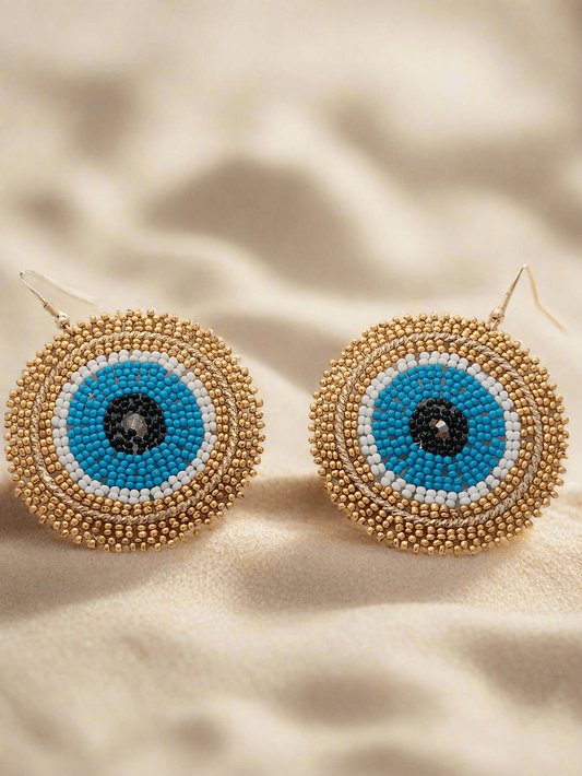 Evil Eye Beaded Circle Earrings - Mirae 