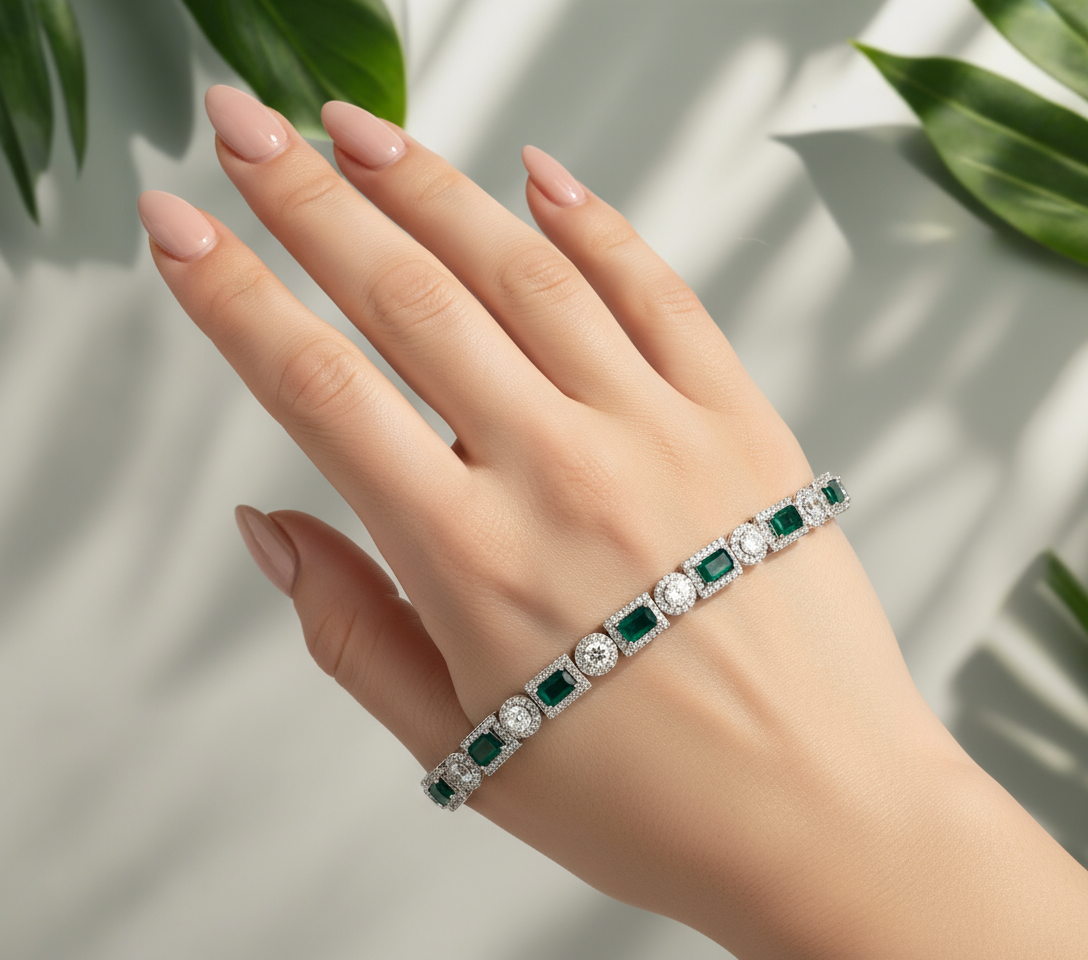 Celeste gemstone tennis Bracelet