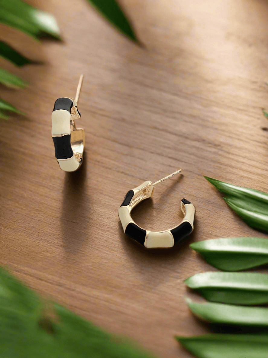 Chunky Two-Tone Enamel hoops earrings - Mirae 