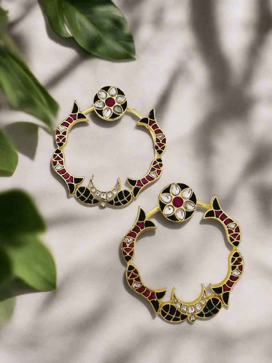 Pachi Kundan Colored Stone Hoop Earrings - Mirae 