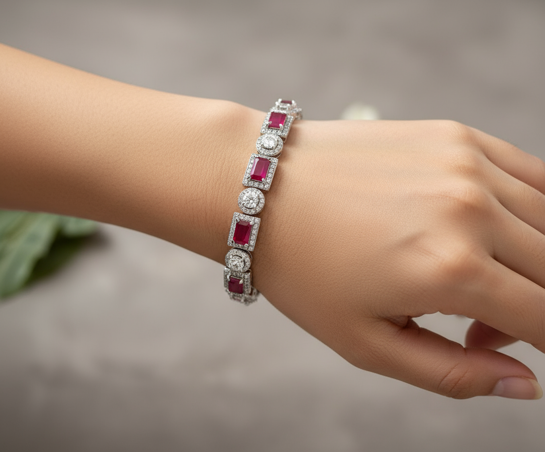 Celeste gemstone tennis Bracelet