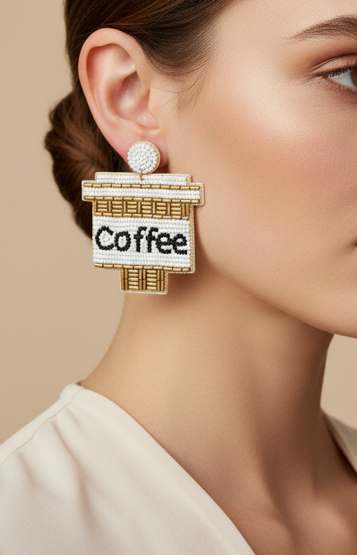 "Coffee" Beaded Dangle Earrings