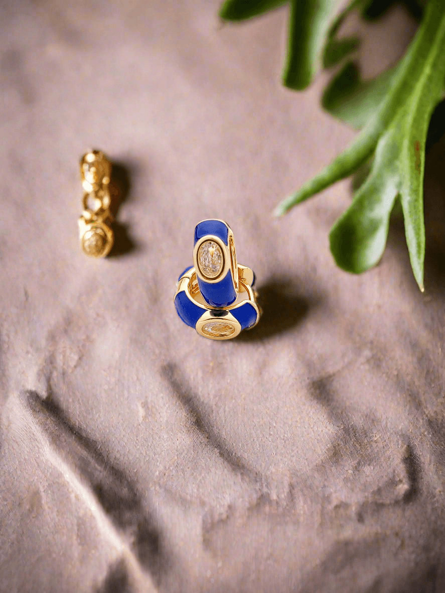 Enamel embellished hoop earrings - Mirae 