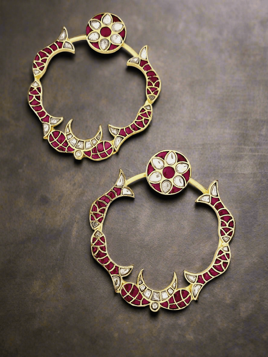 Pachi Kundan Colored Stone Hoop Earrings - Mirae 
