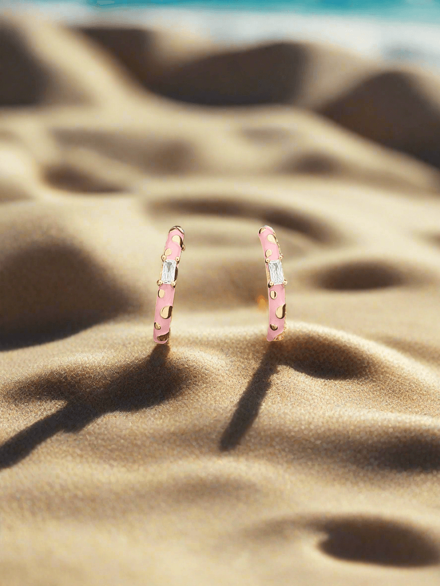 Enamel Embellished Hoop Earrings - Mirae 