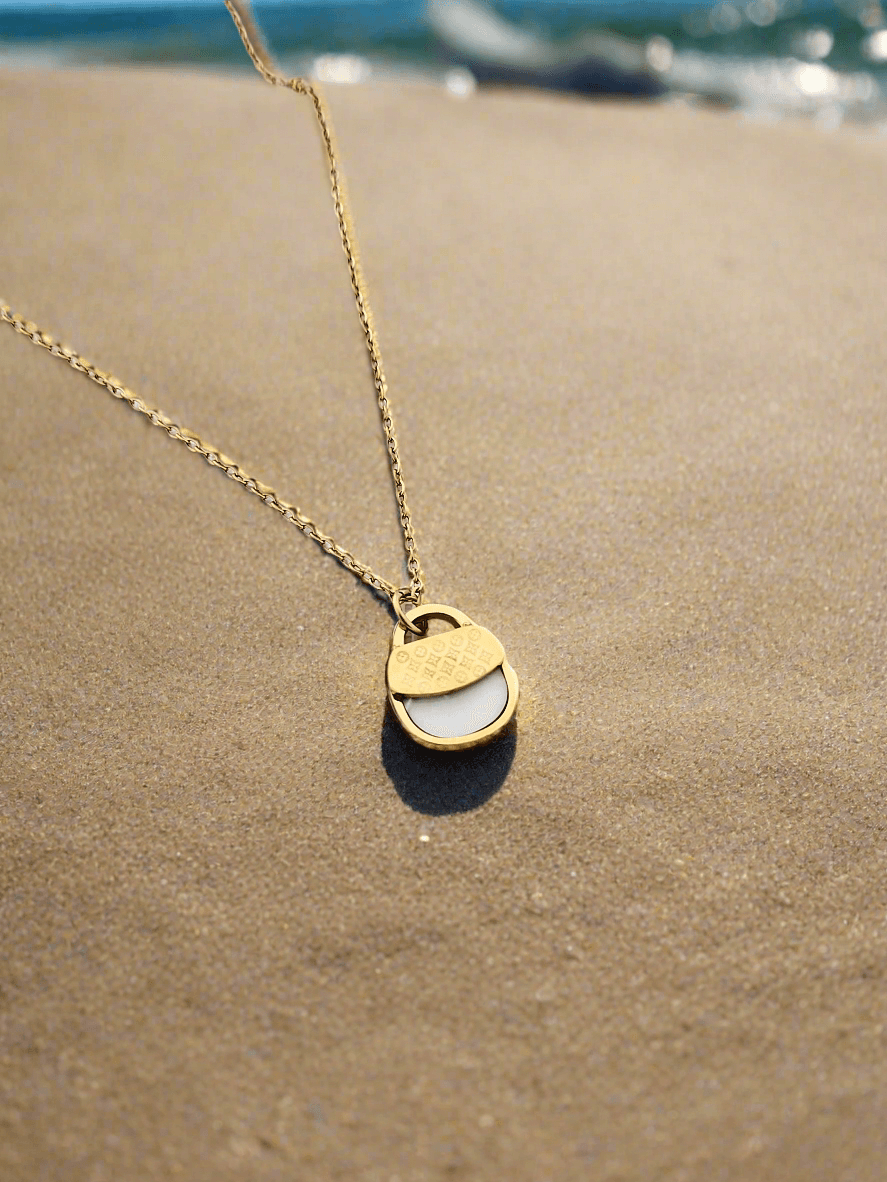 Minimalist white Stone charm pendant - Mirae 