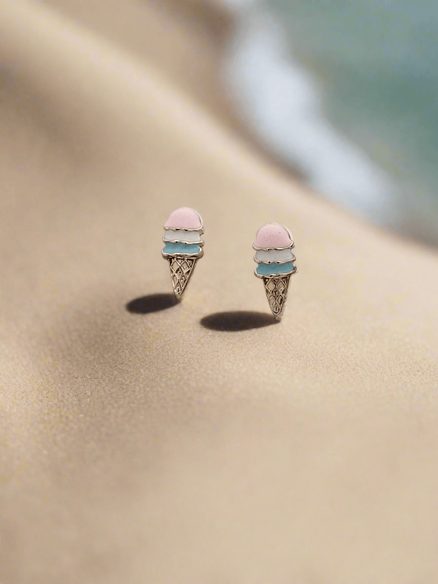 Enamelled Ice Cream cone mini studs - Mirae 