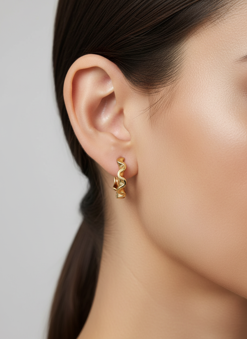 Wavy Gold-Tone Hoop Earrings