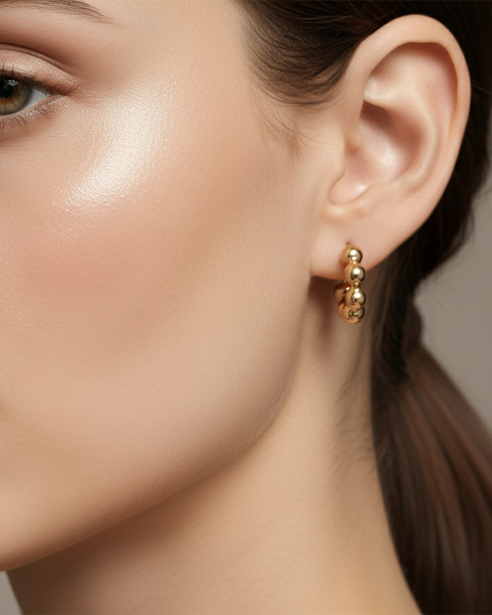 Gold-Tone Ball Hoop Earrings