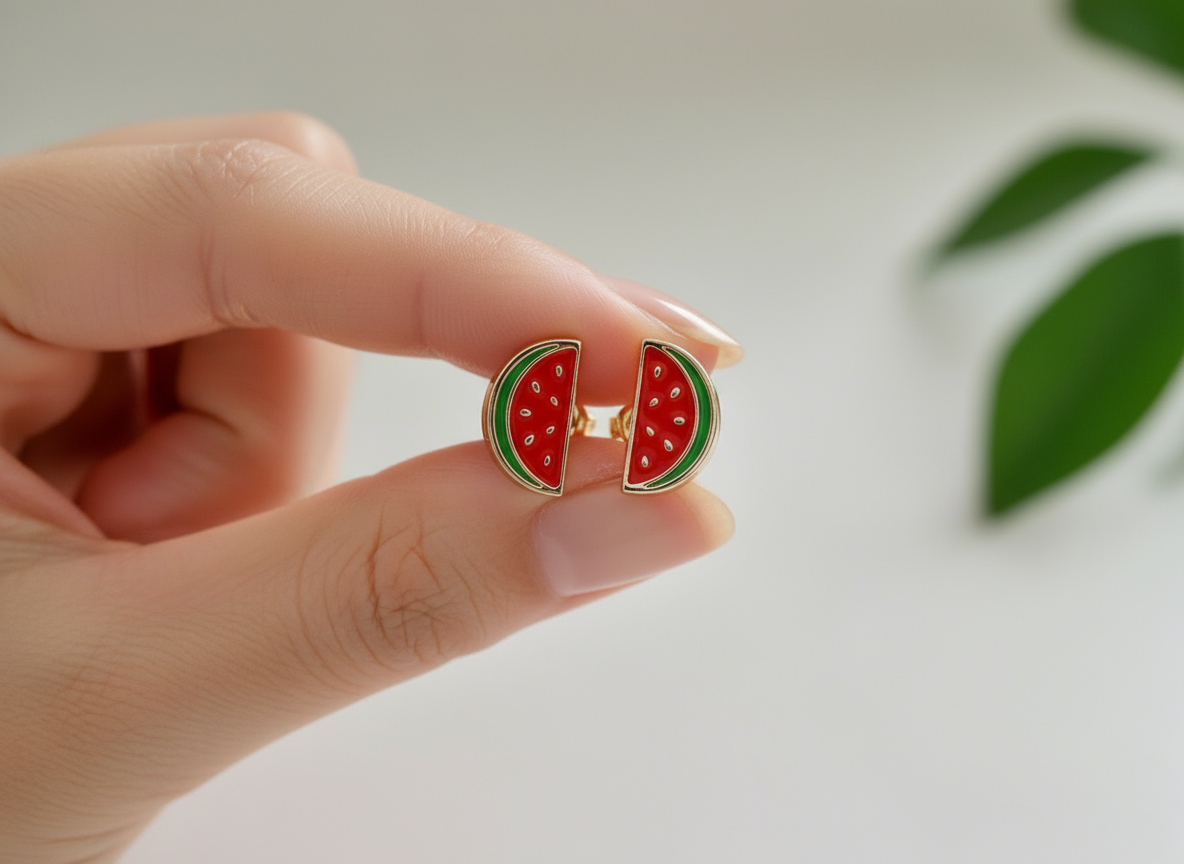 Watermelon Slice Mini Stud Earrings