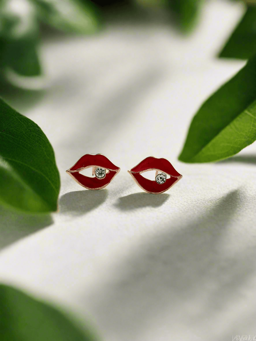 Red Lips Mini Stud Earrings - Mirae 