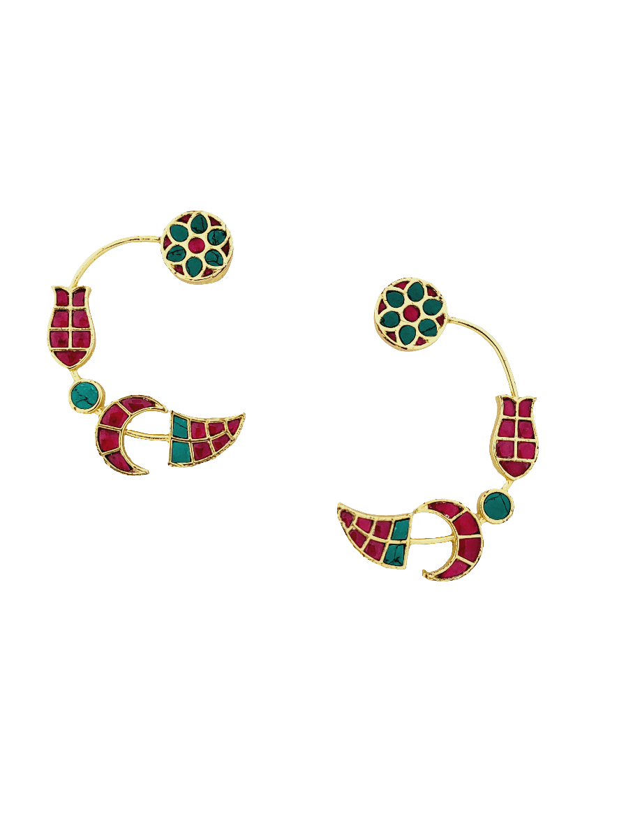 Polki-Style Crescent Earrings - Mirae 