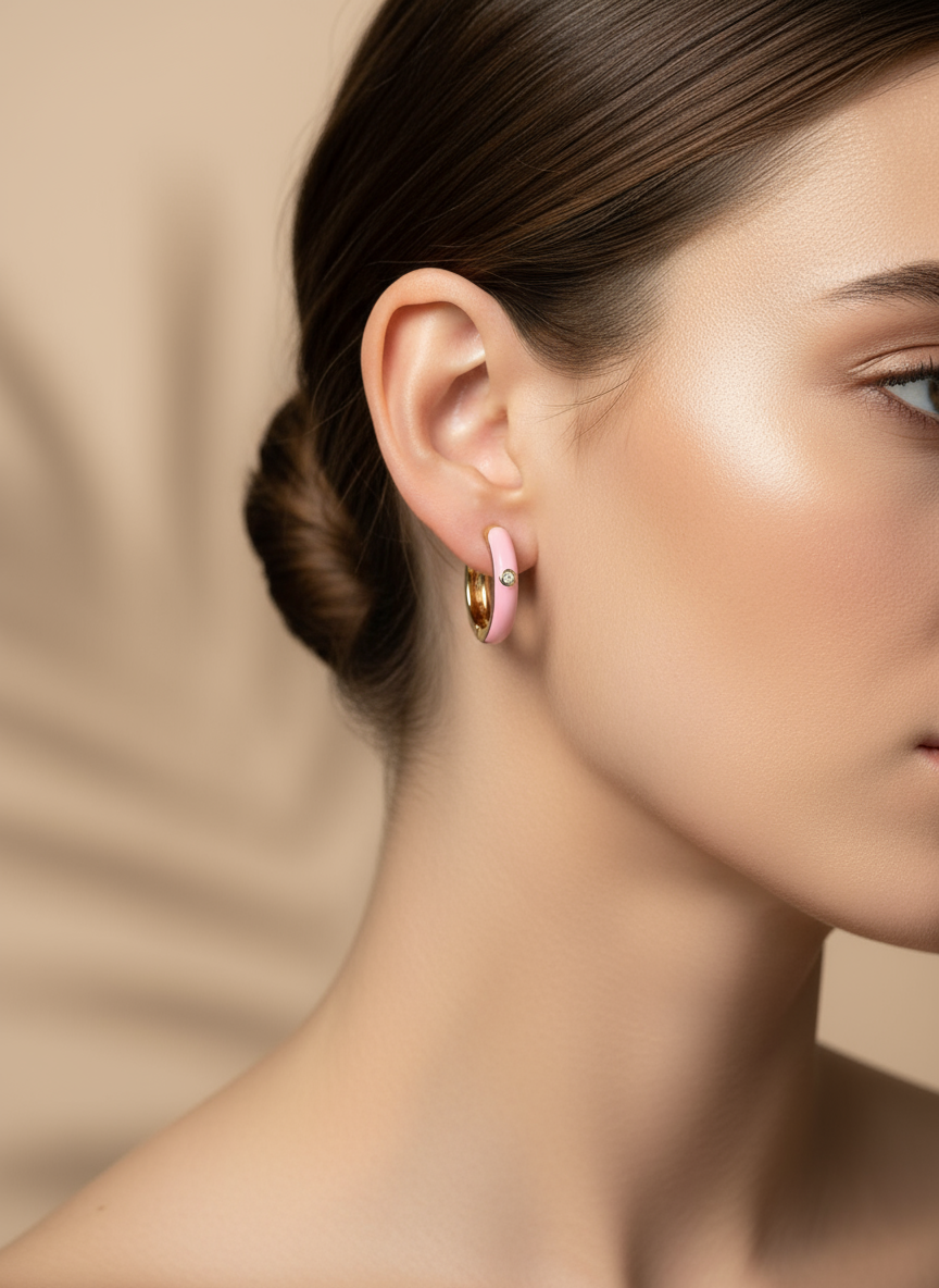 Enamel mini huggie hoop earrings