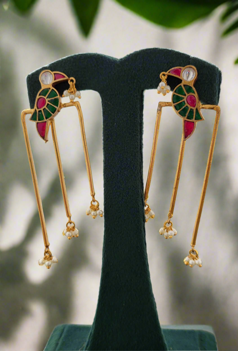 Pachi Kundan Gold-Plated Bird motifs Earrings