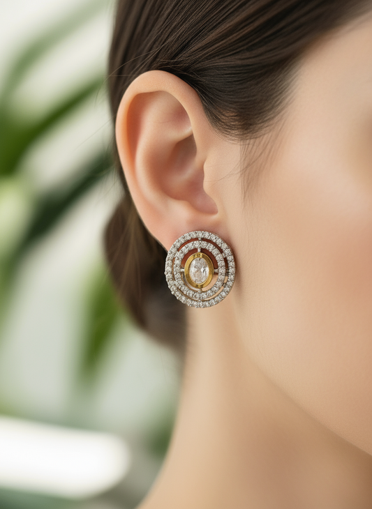 Elegant Kundan & Diamond Earrings
