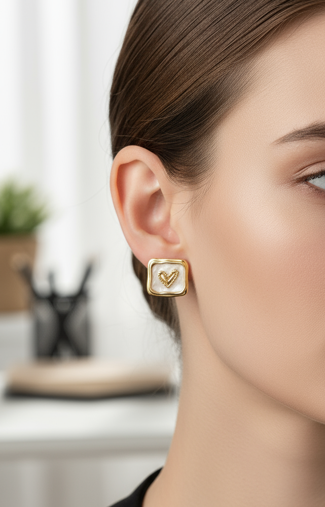 Gold and Enamel  Stud Earrings