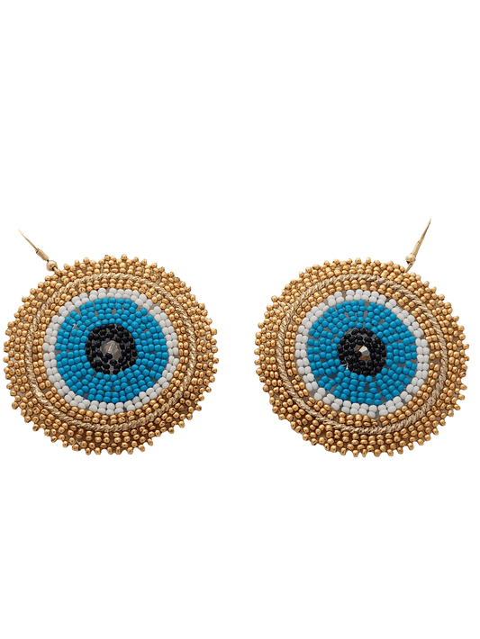 Evil Eye Beaded Circle Earrings - Mirae 