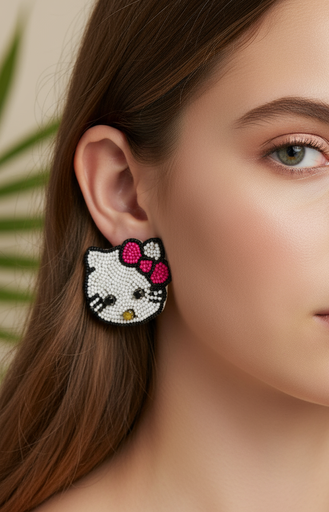 Hello Kitty Beaded Stud Earrings