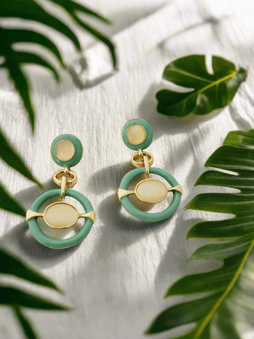 Gold Geometric Drop Earrings - Mirae 