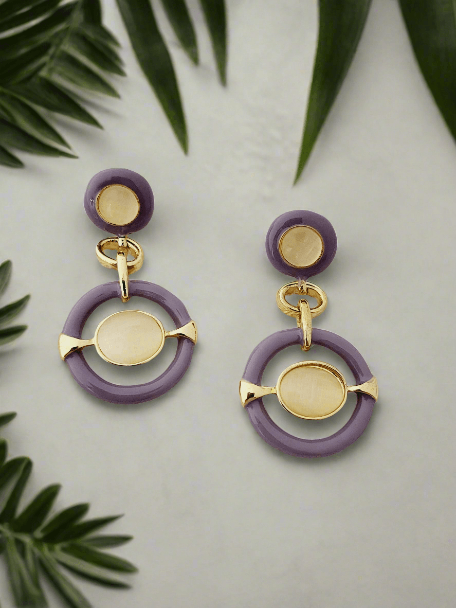 Gold Geometric Drop Earrings - Mirae 