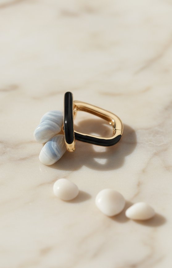 Geometric Enamel hoop earrings