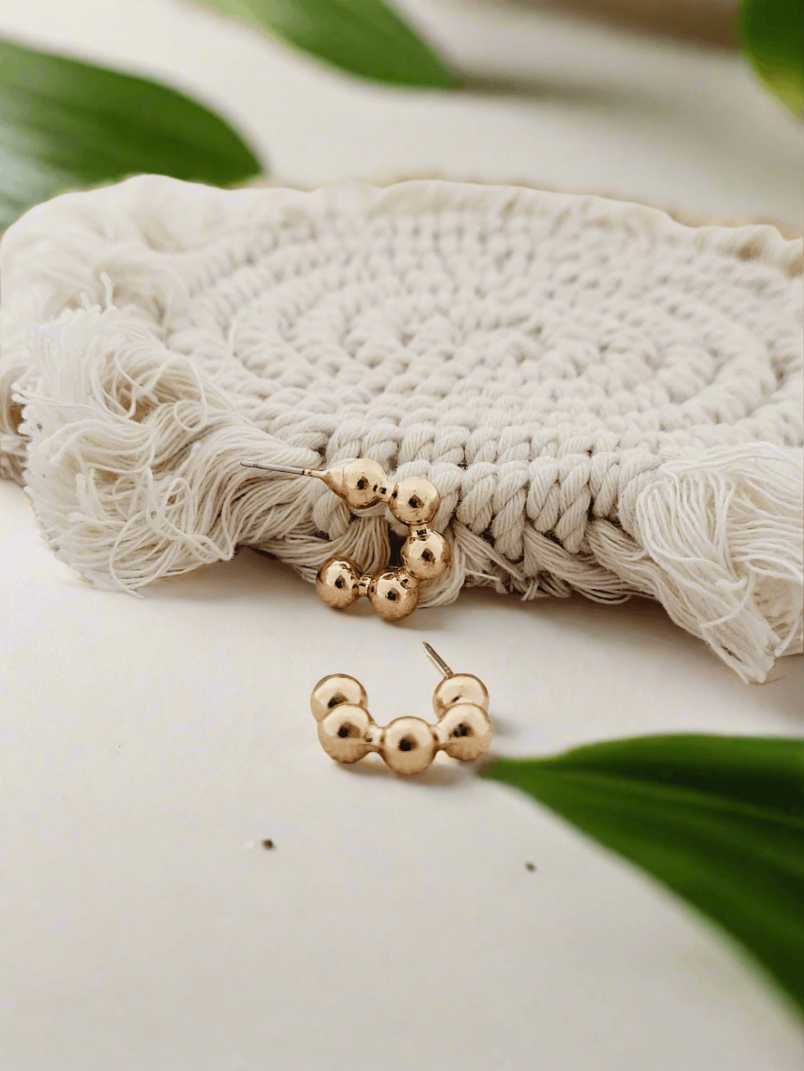 Gold-Tone Ball Hoop Earrings - Mirae 