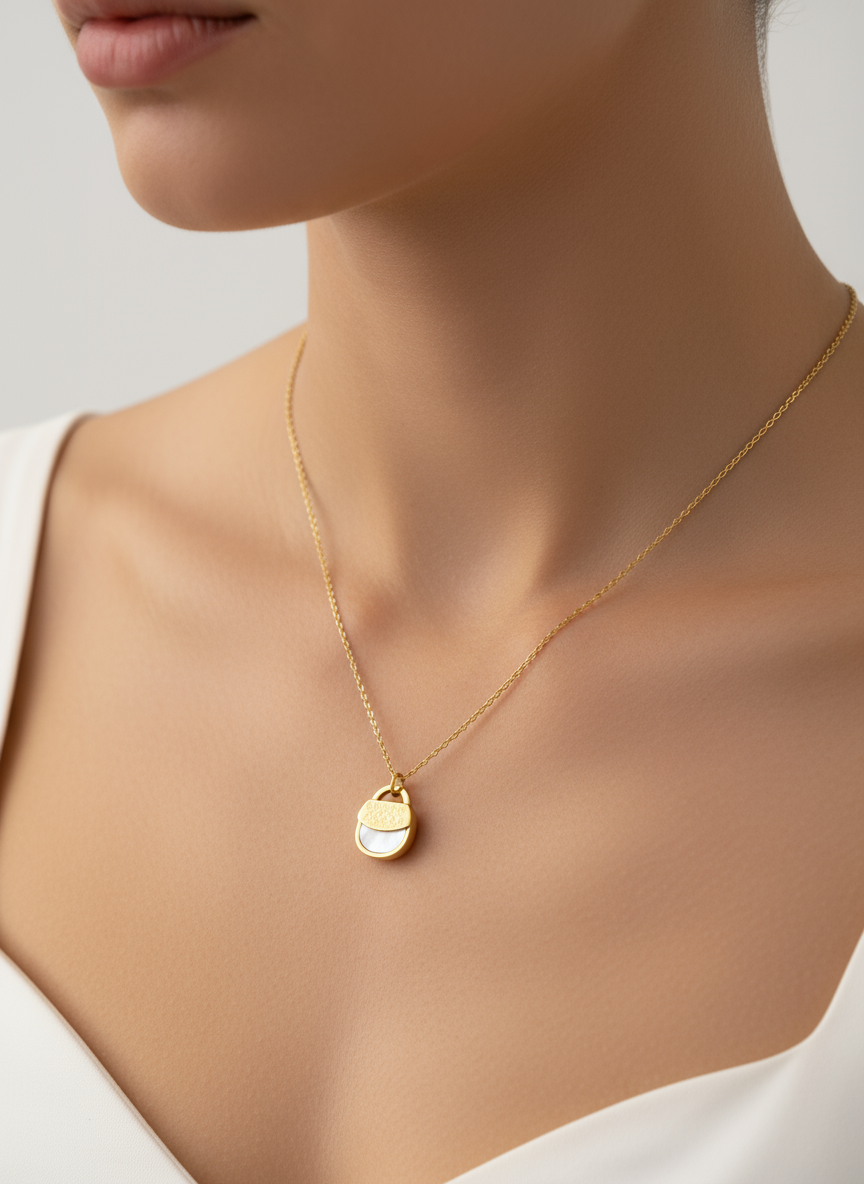 Minimalist white Stone  charm pendant