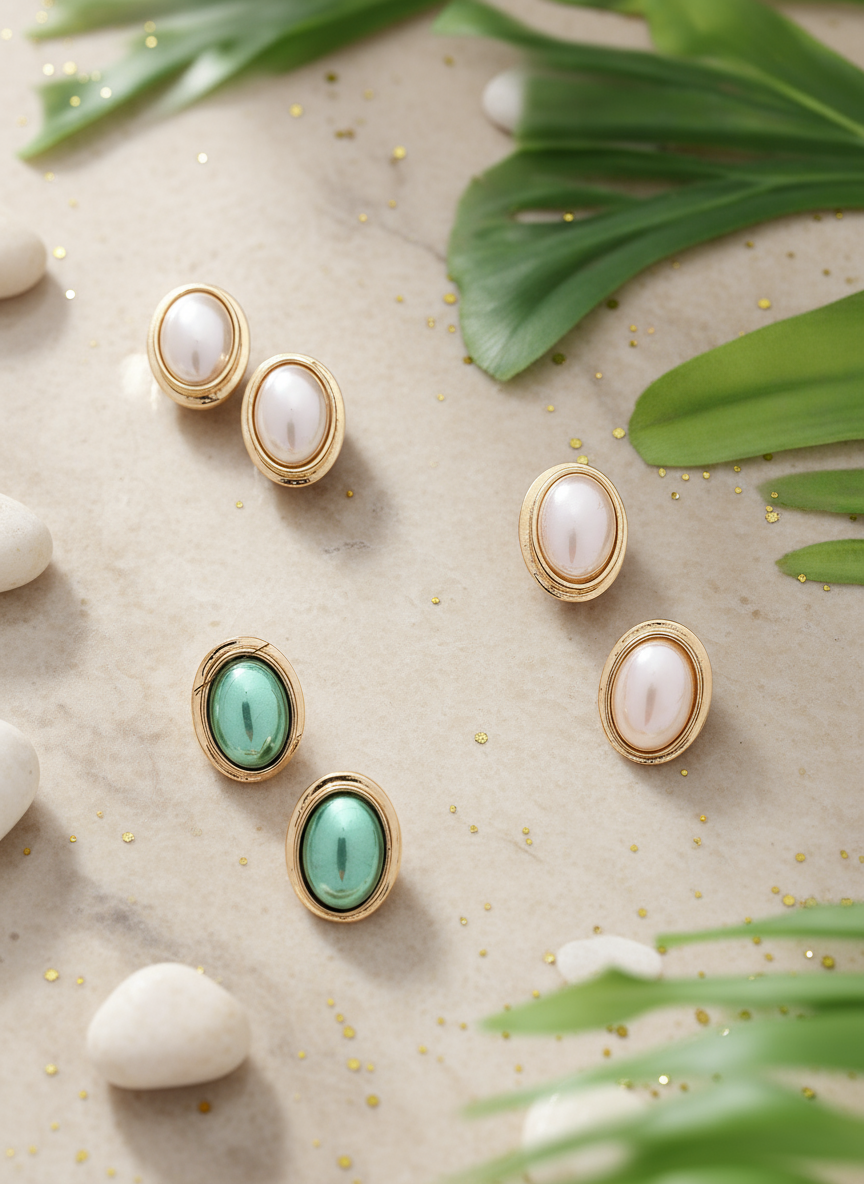 Classic Pearl stud earrings with bezel setting