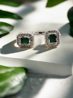 Crystal Two-Stone Open Ring