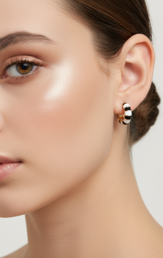 Color block enamel studs