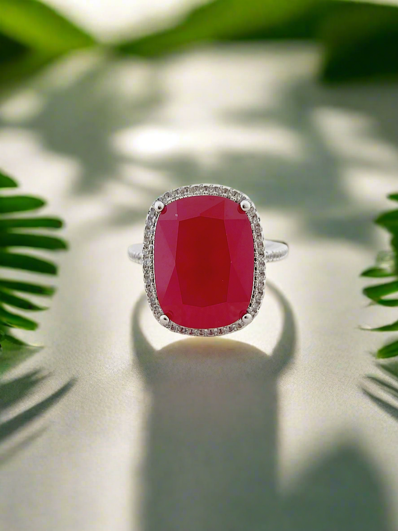 Gemstone Halo Ring
