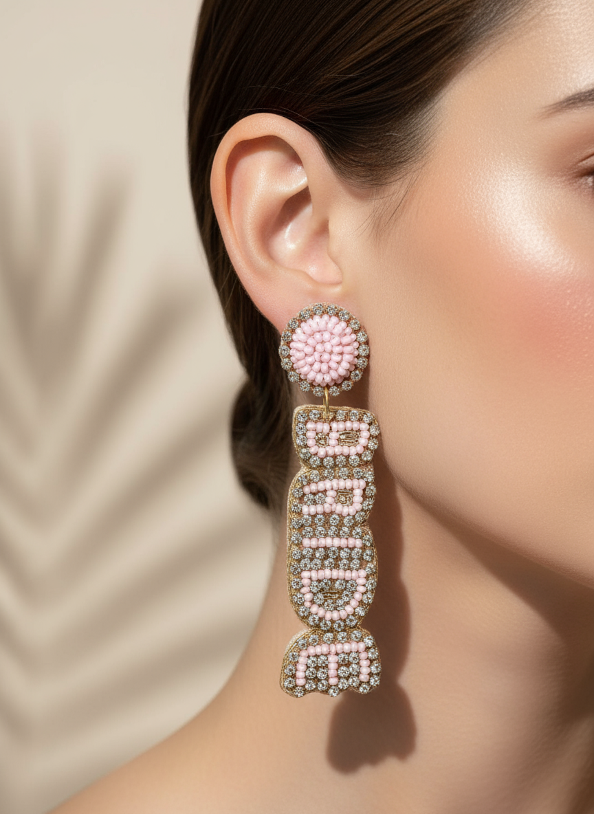 "Bride" Beaded Drop Earrings