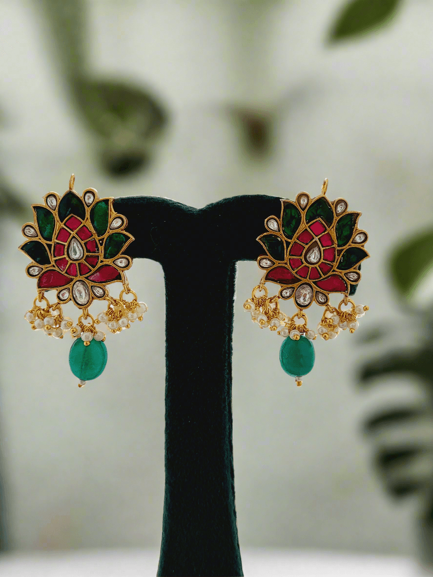 Lotus Kundan Earrings - Mirae 