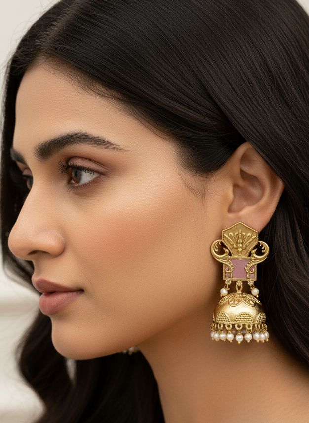 Jhumkha in gold finish