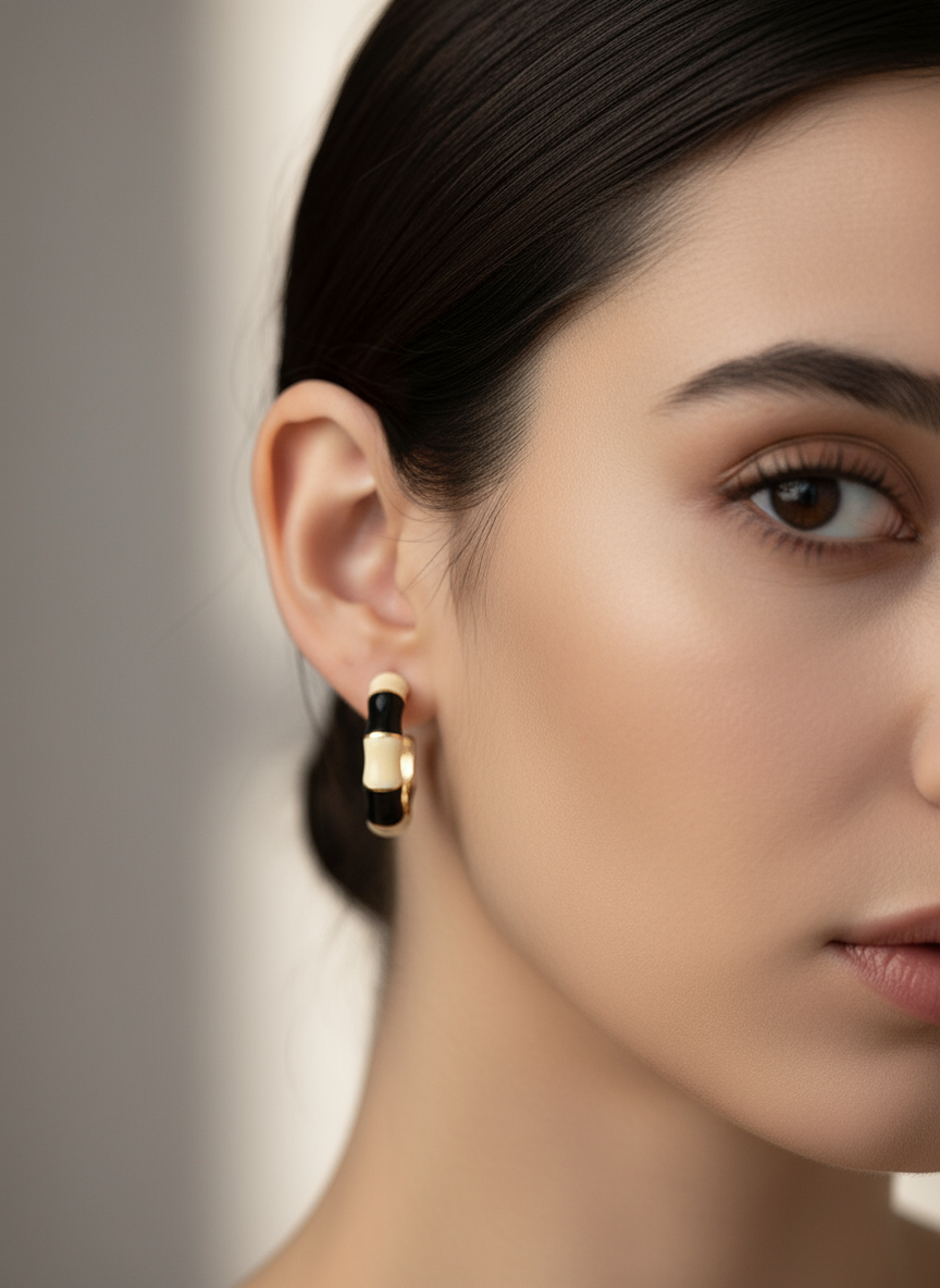 Chunky Two-Tone Enamel hoops earrings