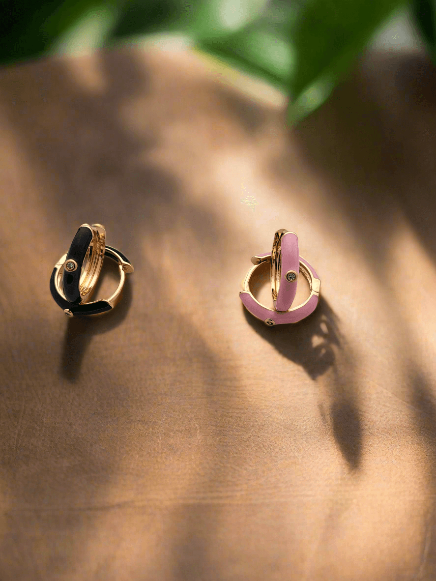 Enamel mini huggie hoop earrings - Mirae 