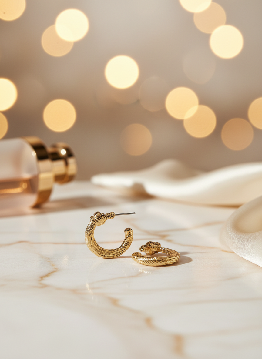 Textured Gold-Tone Hoop Earrings